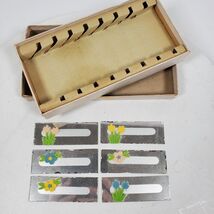 Vintage 1950 Six Glass Place Cards Floral Party Vintage in Box - $33.00