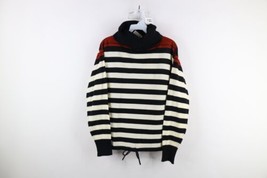 Vtg 60s 70s Mid Century Modern MCM Womens Large Striped Knit Turtleneck Sweater - £34.91 GBP