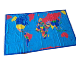 Fabric Traditions Panel, World Geography MAP , Colorful, 1998, OOP, Quil... - $12.61