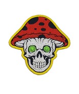 Mushroom Skull with Red Cap Embroidered Patch Iron On. Size: 3.5 x 3.6 i... - £5.95 GBP