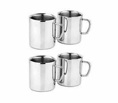 Stainless Steel 150Ml Steel Tea Cups Steel Coffee Mugs for Kids 4Pcs Silver Colo - £20.31 GBP