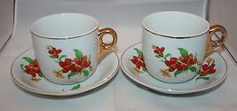 Vintage 2 Arabia Finland Isan Aidin Kuppi Mothers Fathers Mug Cups Saucers Rare - £143.82 GBP