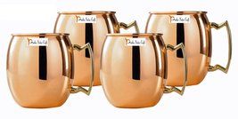 Set of 4 - Prisha India Craft ® Copper Mug for Moscow Mules 550 ML / 18 oz Insid - £19.67 GBP