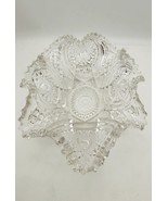 Vtg Hobstar Pinwheel Pressed Glass 13 In Table Center Piece With Saw Too... - $94.96 CAD