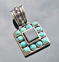 Vintage 925 Sterling Silver Black Onyx And Turquoise Pendant - £28.67 GBP