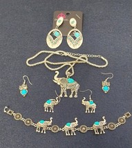 Fashion Jewelry Set Lot Elephant Set, Owl Earrings all with Turquoise Accents - £18.13 GBP