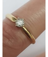 Estate 14k Yellow  Gold Engagement .25ct Old Europeans cut  Diamond  Ring,1930's - $706.50