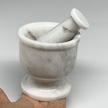 2.3 lbs, 4&quot;x3.8&quot;, Natural Marble Crystal Pestle and Mortar Handmade, B32531 - £93.44 GBP