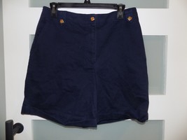 Lauren Ralph Lauren Navy Blue Gold Buttons Cuffed Casual Shorts Size 10 ... - $20.24