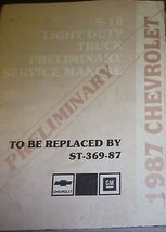 1987 Chevy S10 S-10 Camion Préliminaire Service Shop Réparation Manuel Usine OEM - $39.98