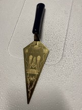 vintage masonic temple ornamental spatula gold tone blue handle 7 inch - $42.07