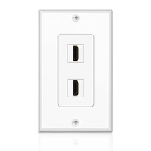 HDMI Wall Plate (2 Port, White) HDMI Socket Plug Insert Jack Outlet Pane... - $33.99