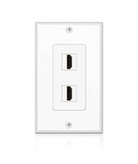 HDMI Wall Plate (2 Port, White) HDMI Socket Plug Insert Jack Outlet Pane... - £26.63 GBP