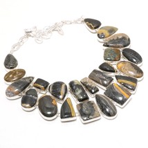 Bumble Bee Jasper Gemstone Ethnic Christmas Gift Necklace Jewelry 18&quot; SA 4808 - £18.69 GBP