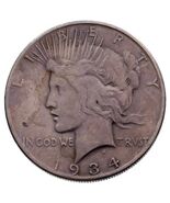 1934-S Silver Peace Dollar in Fine+ Condition, Light Gray Color Strong D... - €57,27 EUR