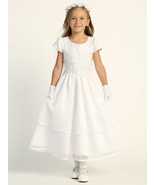 Girls White First Communion Dress w/ Embroidered Tulle &amp; Sequins (205) - $204.19