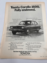 Vintage Rare Toyota Corolla 1600 Original Magazine Print Ad - £10.18 GBP