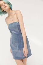 UO Rave Festival Sequin Mini Dress Blue NWT Medium Sparkles Renewal Remn... - $19.40