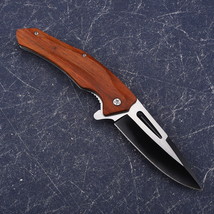 Pocket Knife Folding Blade 3.7 Inch Outdoor Camping Tool Mahogany Handle  - £26.69 GBP