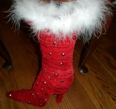 RAZ Imports Ladies Stilleto Boot Chistmas decoration.14&quot; free standing red white - £17.99 GBP