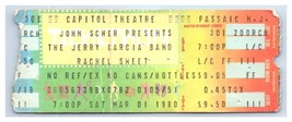 Jerry Garcia Band Concert Ticket Stub March 1 1980 Passaic New Jersey - £51.24 GBP