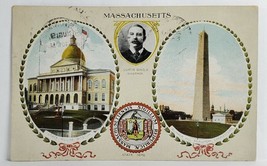 MA State Seal Bunker Hill Monument State House Gov Guild Portrait Postcard S20 - £13.54 GBP