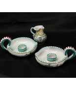 Italy Ceramic Candle Holders CA 18/13 B plus Hand Painted Pitcher - $16.65