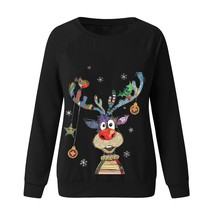 Xmas Sweater Christmas  Print S-3xl Casual Round Neck Women Clothing Long Sleeve - £45.82 GBP