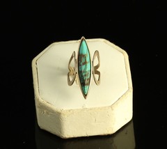 Vintage Sterling Silver Signed DTR Jay King 925 Rare Marquise cut Turquoise Ring - £67.47 GBP