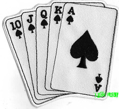ROYAL FLUSH PATCH EMBROIDERED IRON ON poker hand gambler gambling casino... - $5.99
