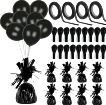 Balloon Weights Black 12 Pack w/ Balloons &amp; Curling Ribbon Party Supplies - £15.73 GBP