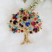 Multicolor Rhinestone Tree Brooch Tree Pin  Rhinestone Decorative Charms Jewelry - £13.53 GBP