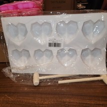 2 - 8 Cavity Diamond Heart Silicone Chocolate Molds, cake or candy or ic... - $7.72