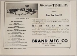 1951 Print Ad Miniature Timbers Toys Fun to Build Brand Mfg Denver,Colorado - £9.18 GBP