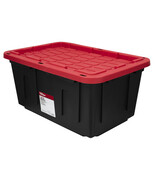 Heavy-Duty 27-Gallon Storage Bin: Snap Lid, Black & Red, Hyper Tough - $39.99