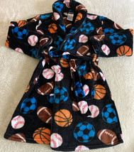 Climatesmart Boys Black Football Baseball Basketball Fleece Bathrobe Med... - $17.15