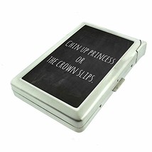 Chin Up Princess Crown Em1 Hip Silver Cigarette Case With Built In Lighter 4.75&quot; - $19.95