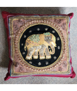 Decorative Throw Pillow Elephant Beads Embroidery Collective Burgandy Mu... - £27.64 GBP