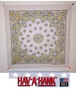 *USA MADE Hav-A-Hank WHITE w/GOLD GLITTER PAISLEY BANDANA BANDANNA SCARF... - $183.92 MXN