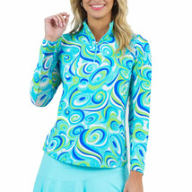 NWT Ladies IBKUL EMMA TURQUOISE Long Sleeve Mock Golf Shirt - XS S M L X... - £55.81 GBP