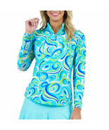 NWT Ladies IBKUL EMMA TURQUOISE Long Sleeve Mock Golf Shirt - S L XL &amp; XXL - $1,299.12 MXN