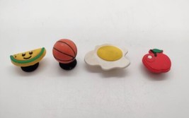 Lot Of 4 Various Croc Shoe Bracelet Charms Basketball Fried Egg Apple Wa... - £6.32 GBP