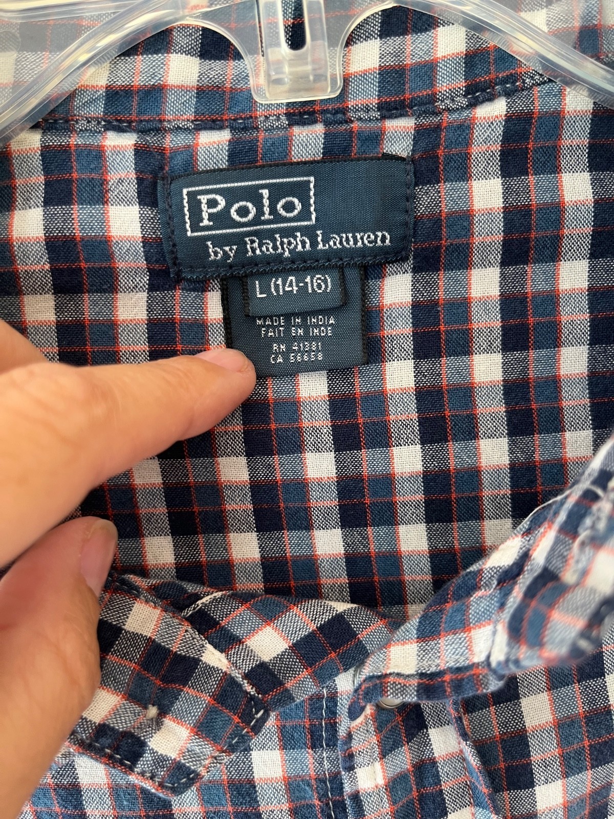 Polo by Ralph Lauren Sz L Women Slim Fit Gingham Shirt Chest Pockets Button Down Item image 2