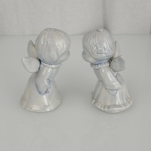 Blue White Porcelain Ceramic Kissing Kiss Angel Couple Boy Girl - £15.48 GBP