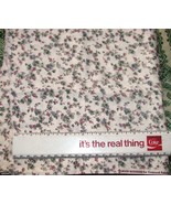 Rose Green Grey Floral on WHITE Cotton Quilt Fabric Remnant 44&quot; wide x 1... - $8.99