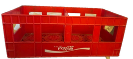 Vintage Coca Cola Hard Plastic Crate All Red W/ White Graphics &amp; Divider... - £20.17 GBP