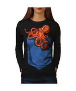 Wellcoda Octopus Pocket Womens Long Sleeve T-shirt, Sea Animal Casual De... - £19.38 GBP