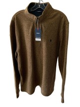 IZOD MENS LONG SLEEVE QUARTER ZIP COLLARED BROWN PULLOVER SWEATER NWT 2XL - $67.58