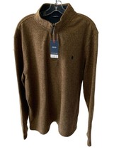 Izod Mens Long Sleeve Quarter Zip Collared Brown Pullover Sweater Nwt 2XL - £54.02 GBP