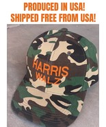Harris Walz Camo/Orange Embroidered Hat Election Rally Kamala President ... - $26.44 CAD